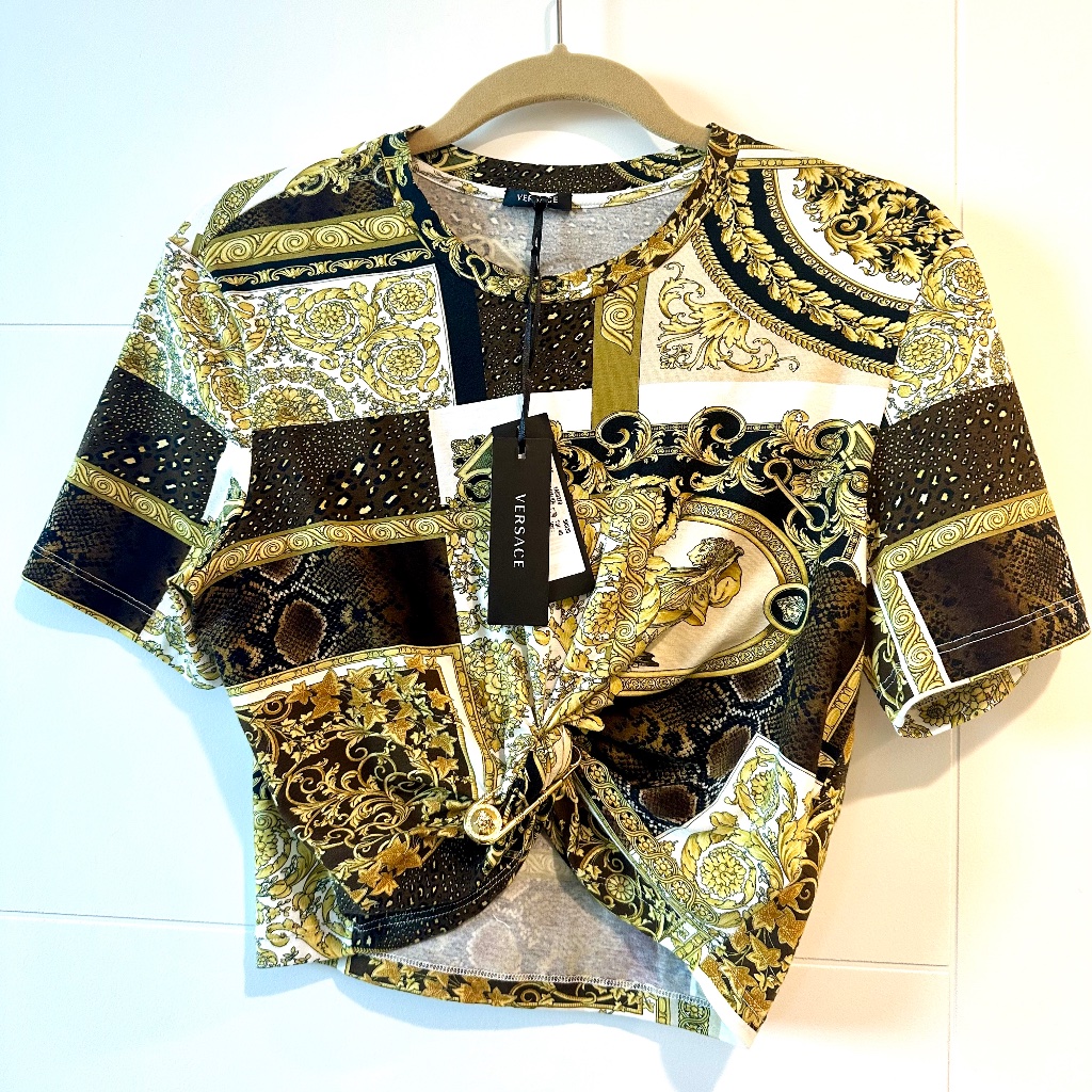 Versace Gold And Black Crop Top